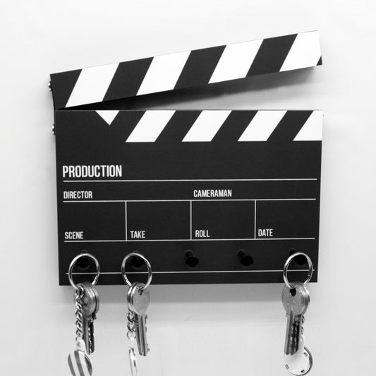 Schlüsselbrett Filmklappe - Cooles Schlüsselboard im Clapperboard Design - Klappe und Action - für Filmfans und Videoenthusiasten - Handmade