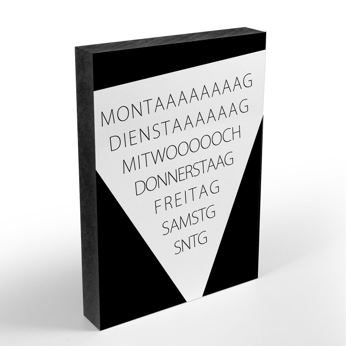 Holzblock - Typo - Spruch - Montag - Größe A6