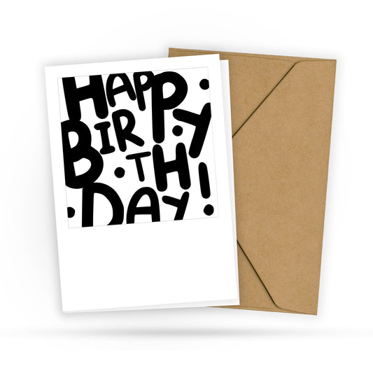 Buchstaben Geburtstagskarte - HAPPY BIRTHDAY - Schöne Postkarte für Mann Frau - Familie Kollegen - Aktuelles Design - 2 Karten - 1 Umschlag