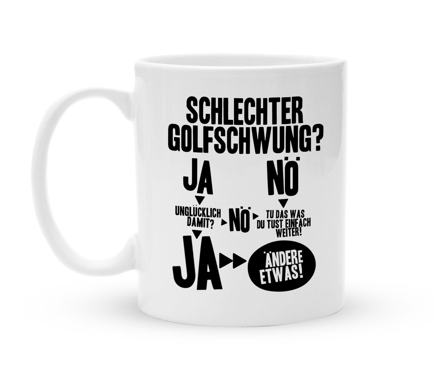 Tasse für Golfer - Schlechter Golfschwung Tipp - Kaffeebecher zum Schmunzeln - 325 ml - Handmade