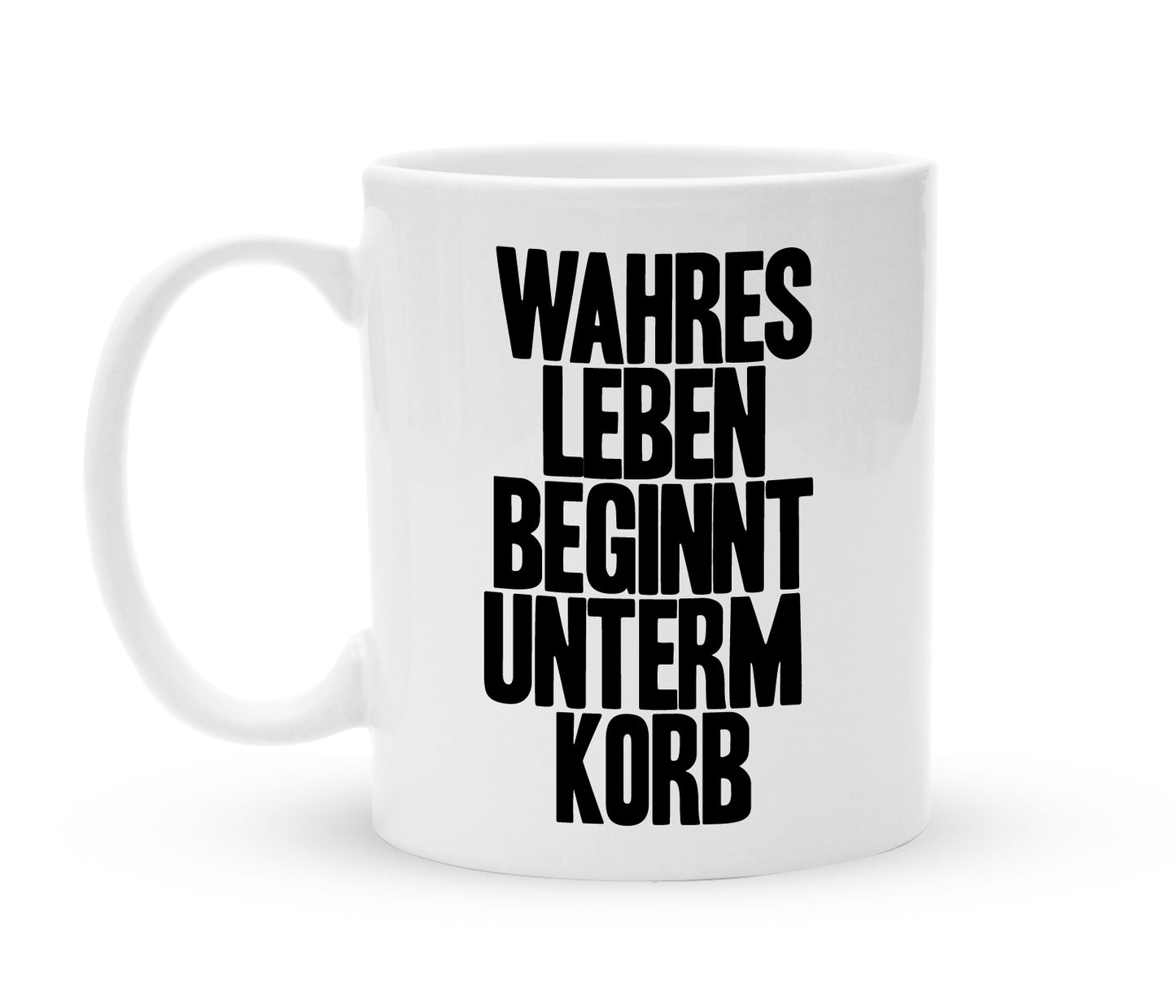 Tasse für Basketballer - Wahres Leben beginnt unterm Korb - Kaffeebecher zum Schmunzeln - 325 ml - Handmade