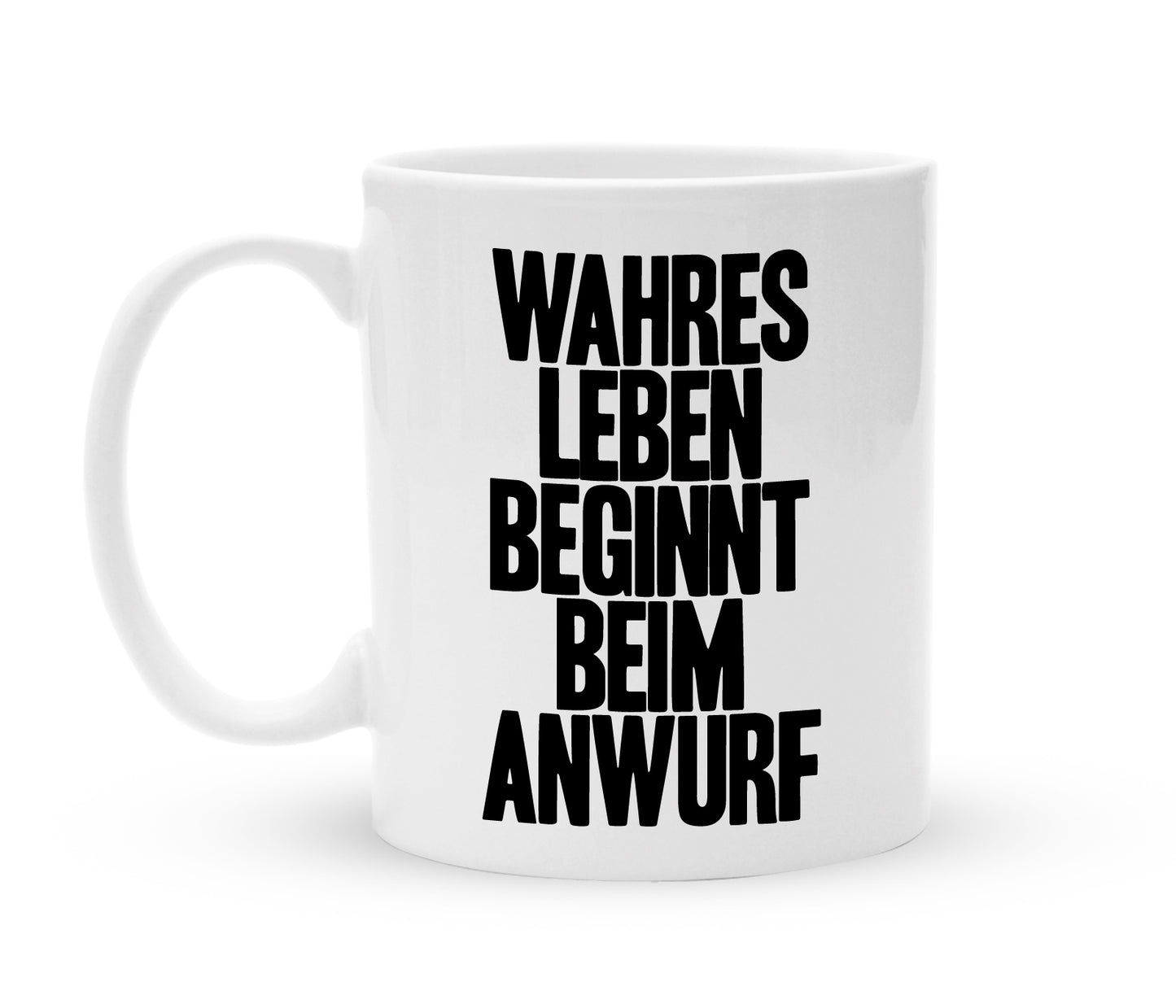 Tasse für Handballer - Wahres Leben beginnt beim Anwurf - Kaffeebecher zum Schmunzeln - 325 ml - Handmade