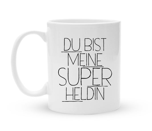 Tasse für Verliebte - Du bist meine Superheldin - Kaffeebecher zum Schmunzeln - 325 ml - Handmade