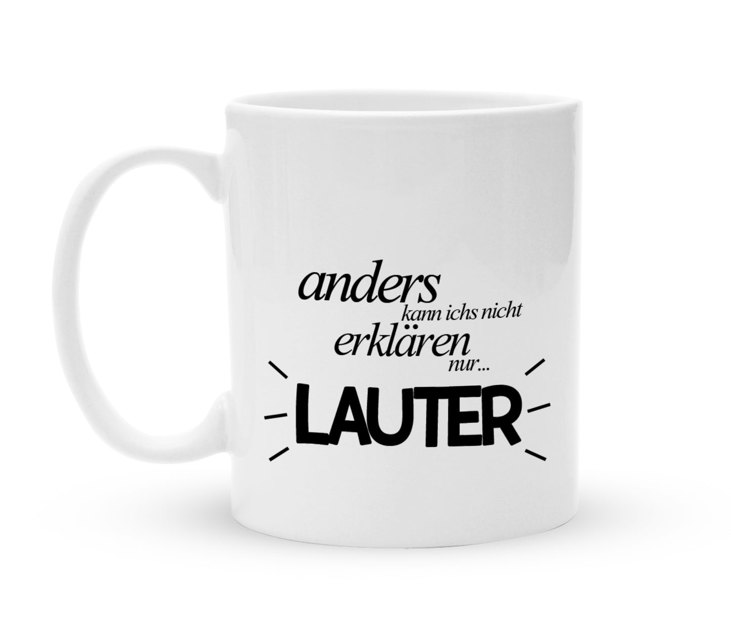 Tasse mit Spruch - Anders kann ich es nicht erklären - Kaffeebecher zum Schmunzeln - 325 ml - Handmade