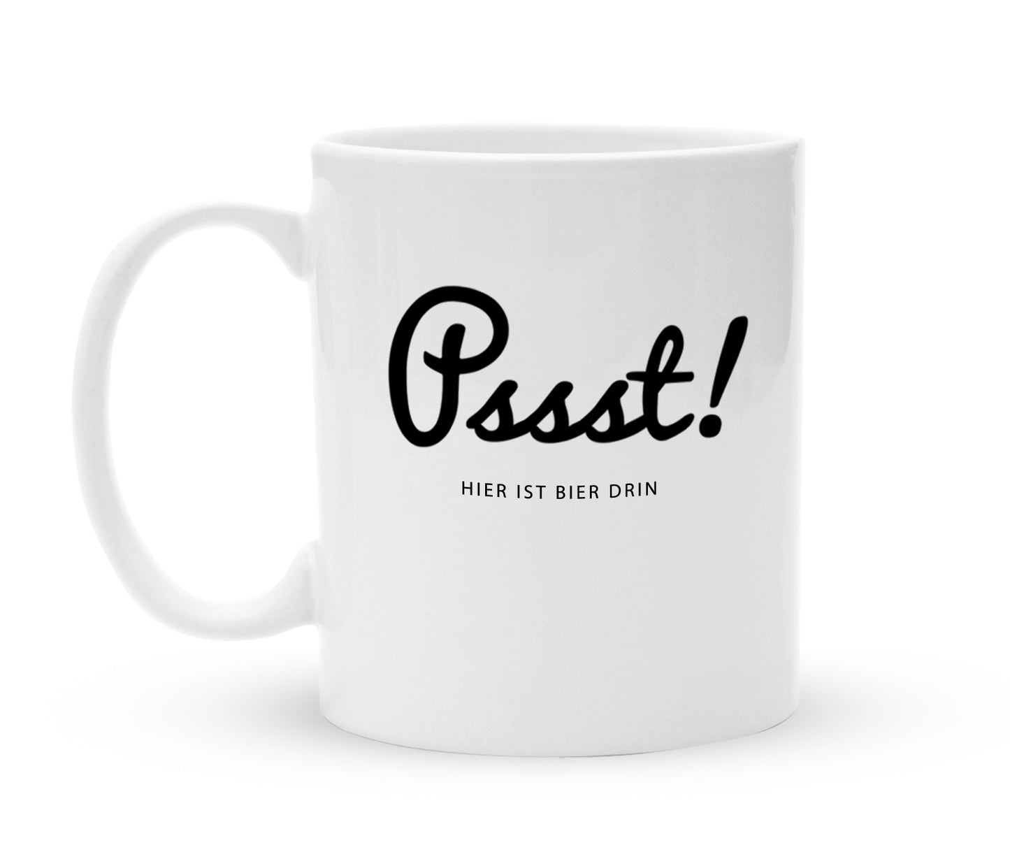 Tasse mit Spruch - Pssst! Hier ist Bier drin - Kaffeebecher zum Schmunzeln - 325 ml - Handmade