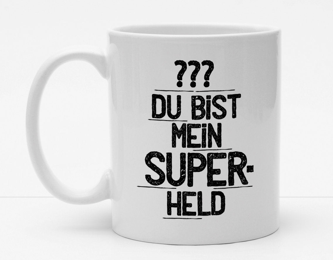 Personalisierbare Tasse mit Namen - Du bist mein Superheld - 325ml - Handmade