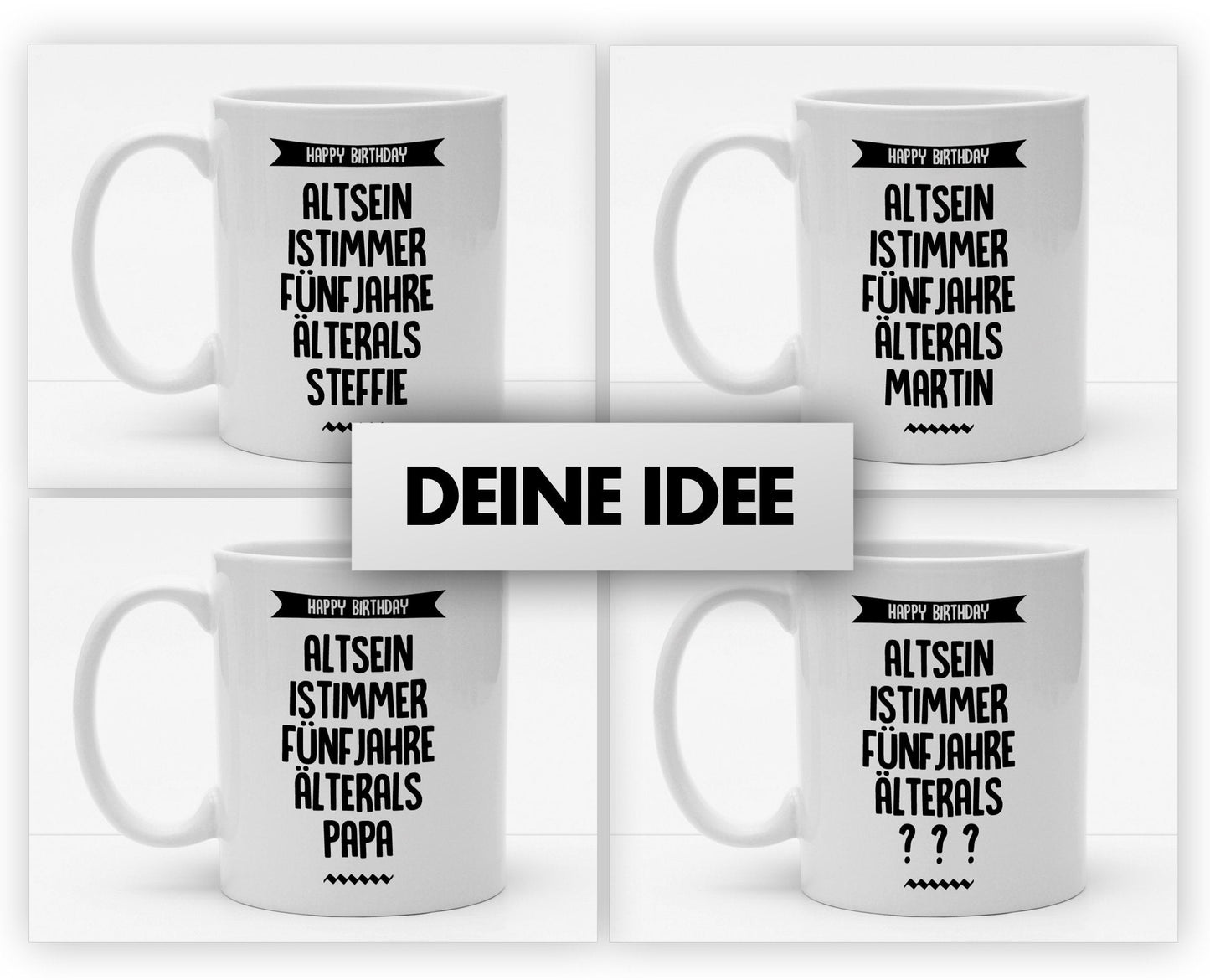 Personalisierbare Tasse mit Namen - Du bist niemals alt - 325ml - Handmade