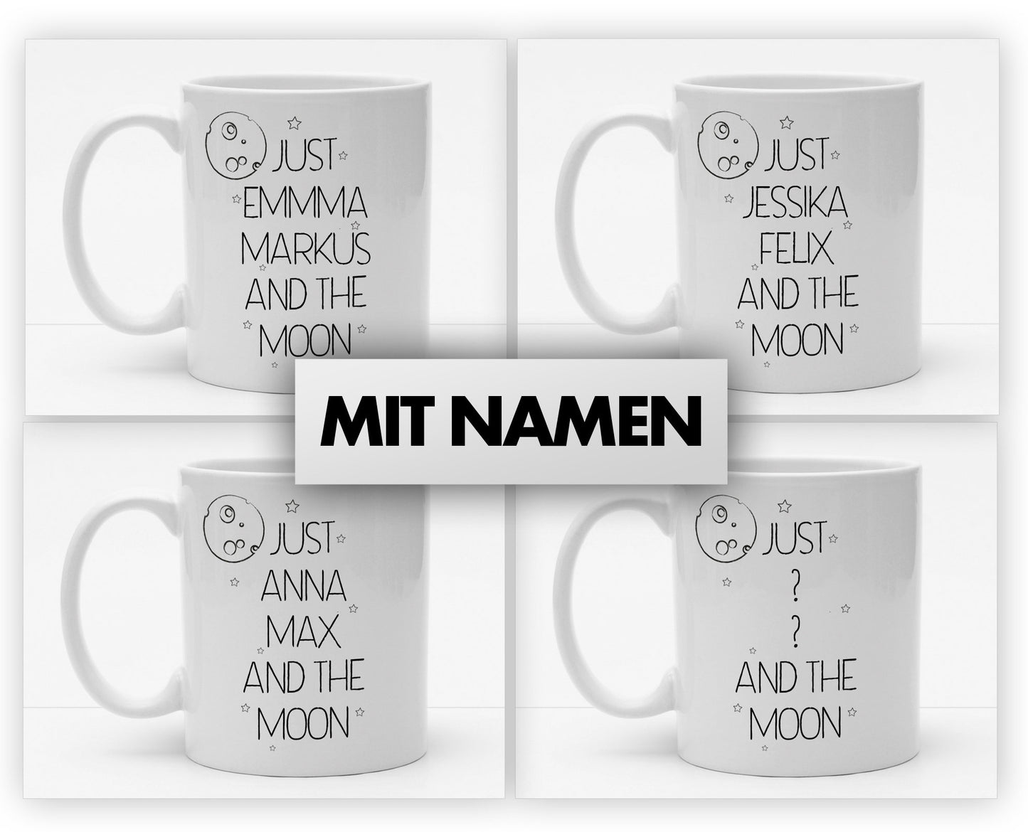 Personalisierbare Tasse mit Namen - Just the Moon - 325ml - Handmade