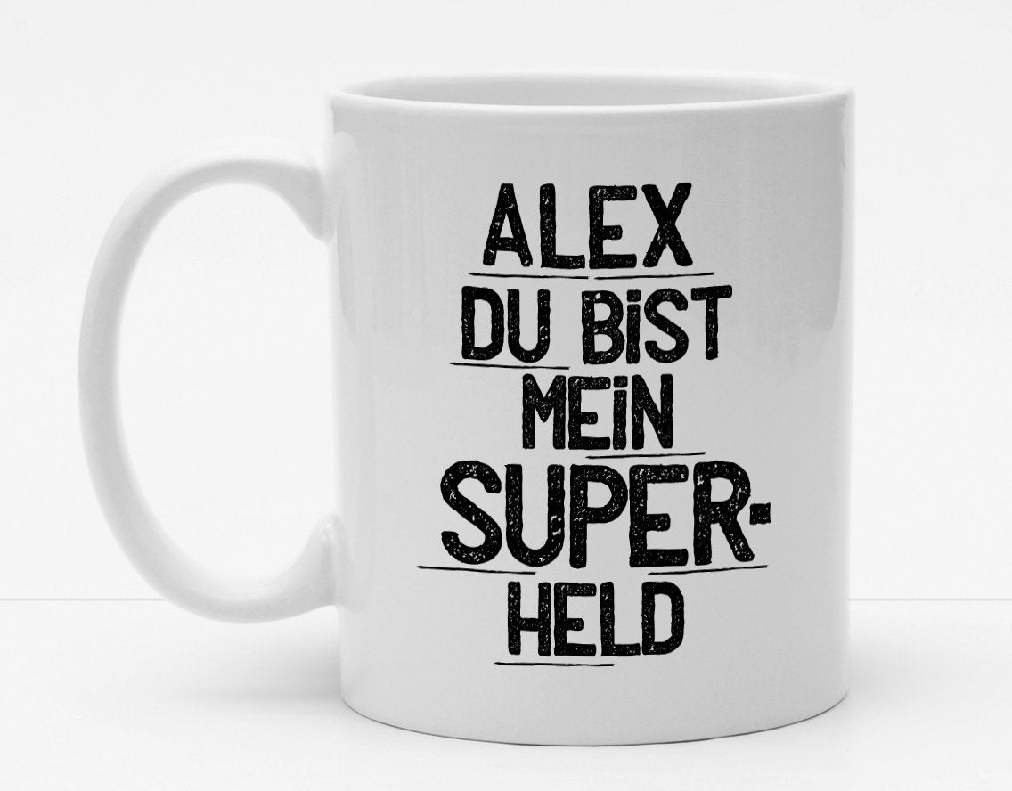 Personalisierbare Tasse mit Namen - Du bist mein Superheld - 325ml - Handmade