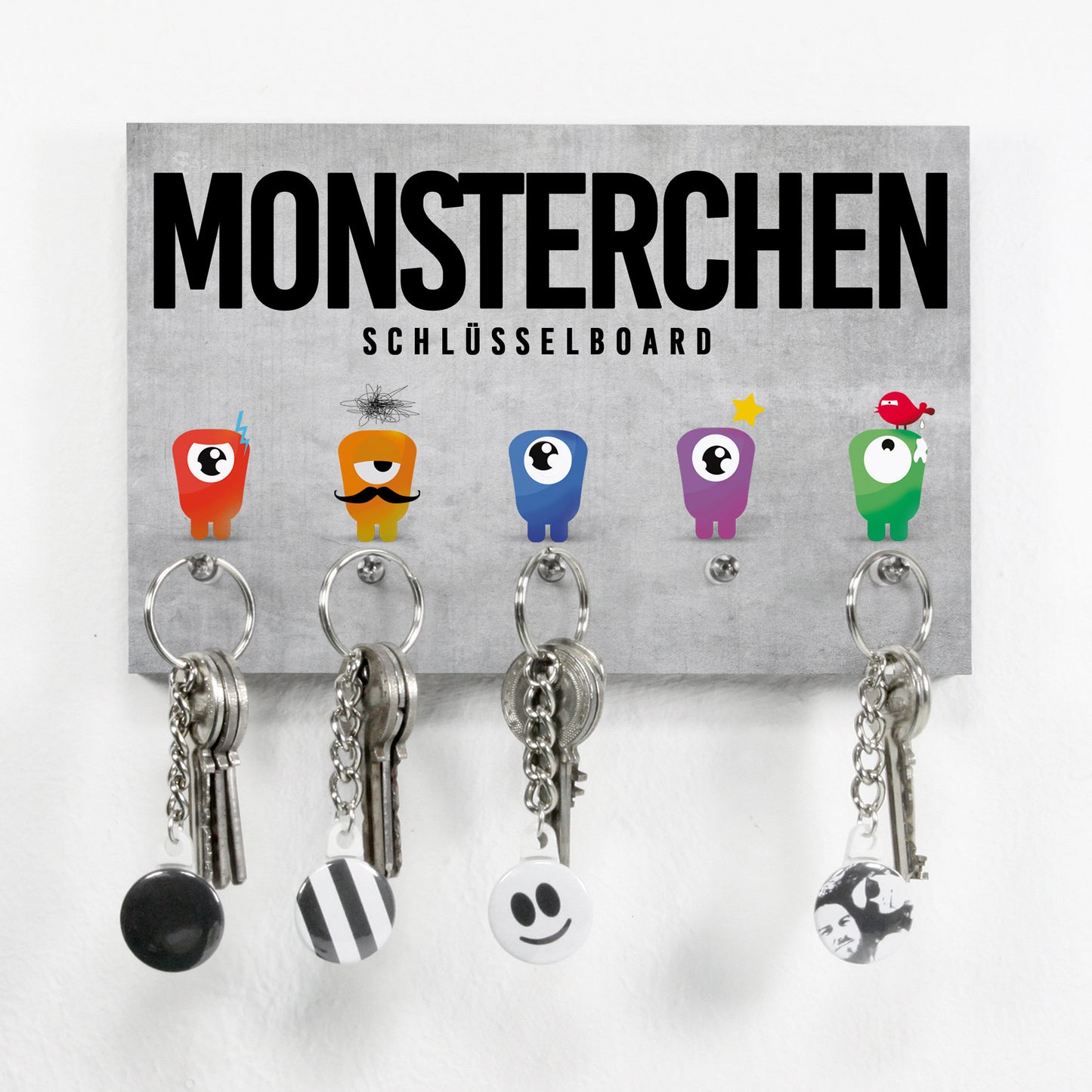 Schlüsselbrett - Typo - Monsterchen - Auf jeden Schlüssel passt ein Monster auf