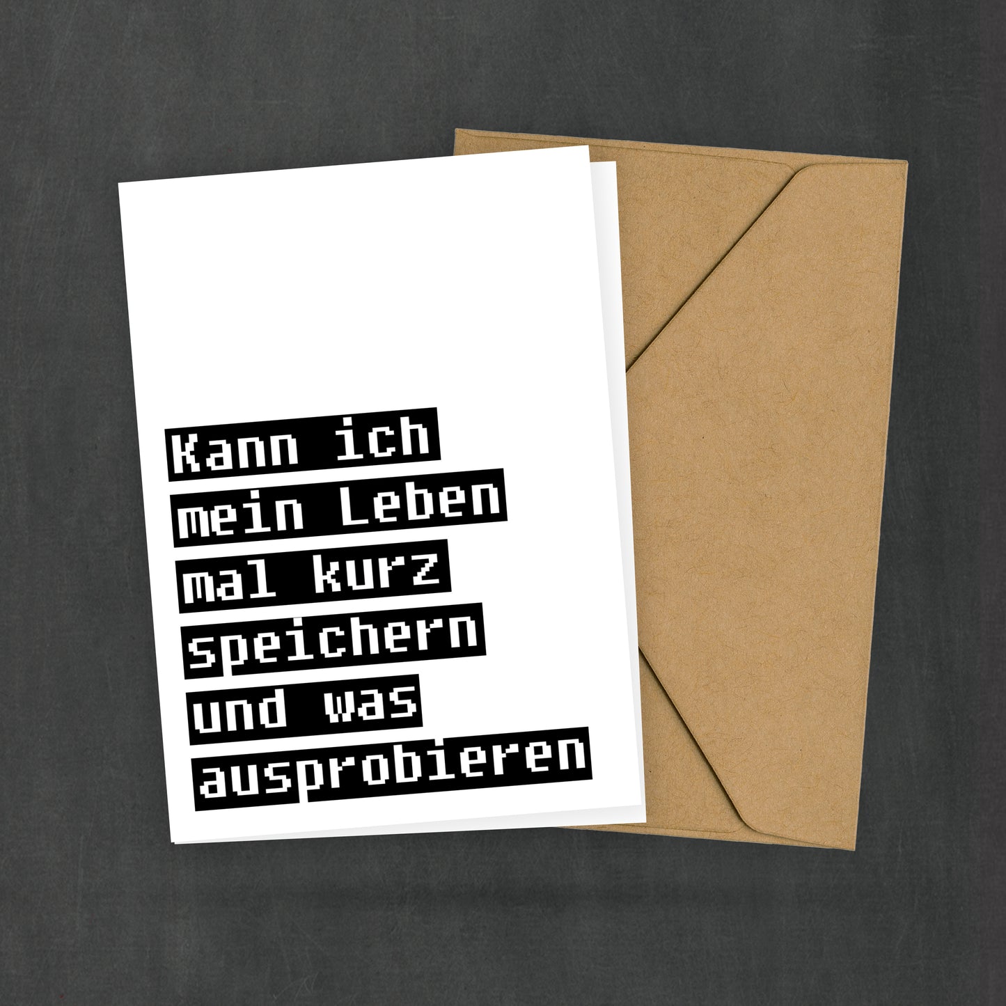 Lustige Spruchkarte - Kann ich mein Leben kurz speichern - Entscheidungen treffen - Postkarte DIN A6 - Typo Style - 2 Karten und 1 Umschlag